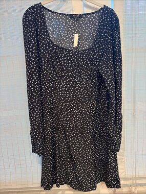 Madewell Black Dress with Blue and Tan Floral Print